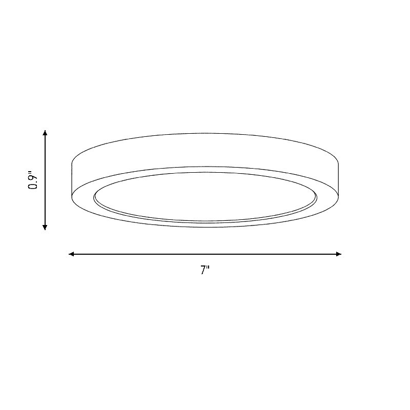 Raed LED Flush Mount in White, White, 0.9" H x 7" W x 7" D