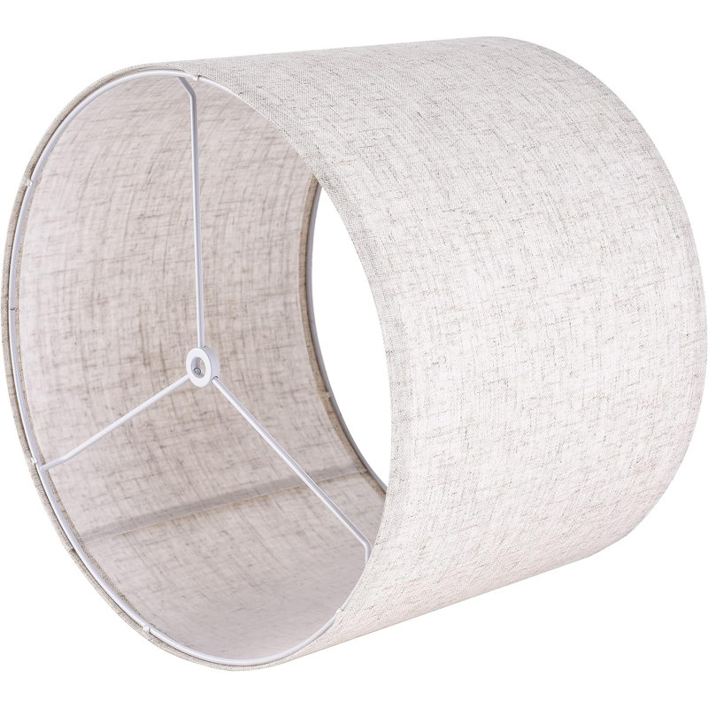 Beige Linen Drum Lamp Shade Set of 2