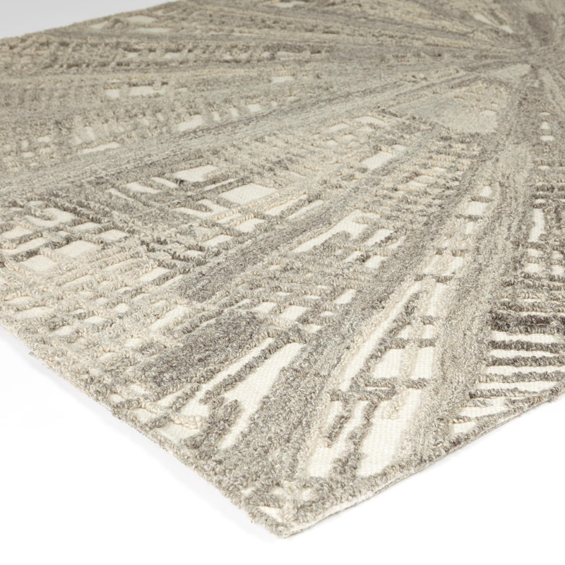 Elegant Gray Hand-Tufted Wool Rectangular Rug 8' x 10'