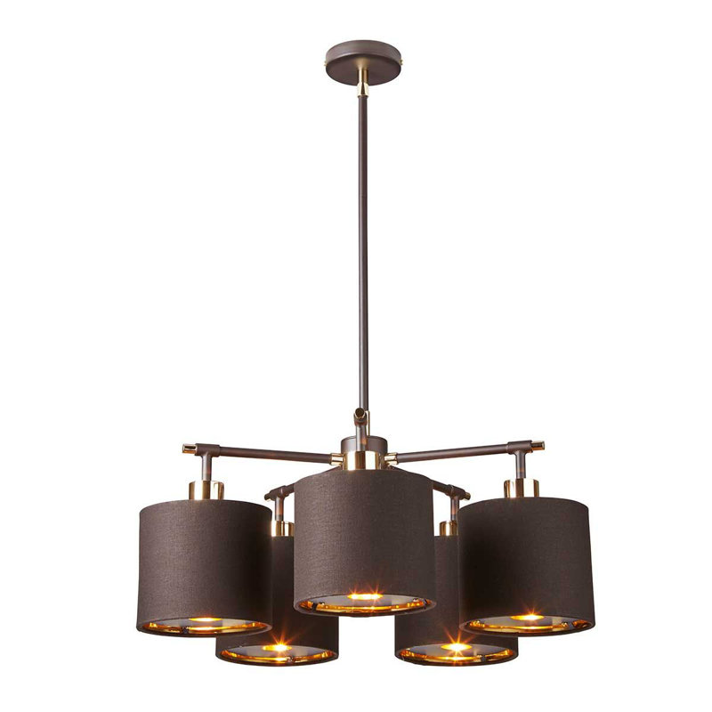 Santistevan 5 - Light Shaded Chandelier, Brown/Polished Brass