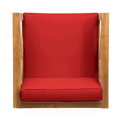 CHAISE CLUB EN ACACIA MODERNE DE MOYENNE SIÈCLE AVEC COUSSINS RÉSISTANT À L'EAU POUR USAGE EXTÉRIEUR