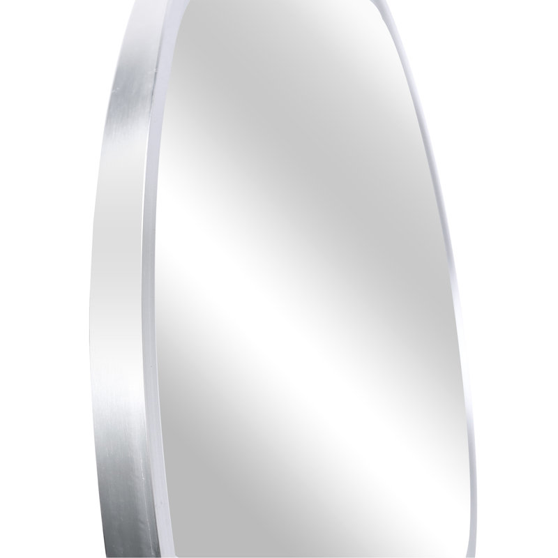 Miroir rond en aluminium pour hommes, 32 po x 32 po, Argent