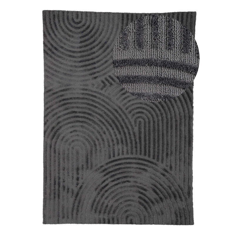 Handmade Microfibre Rug in Grey, Rectangle 60 x 90cm