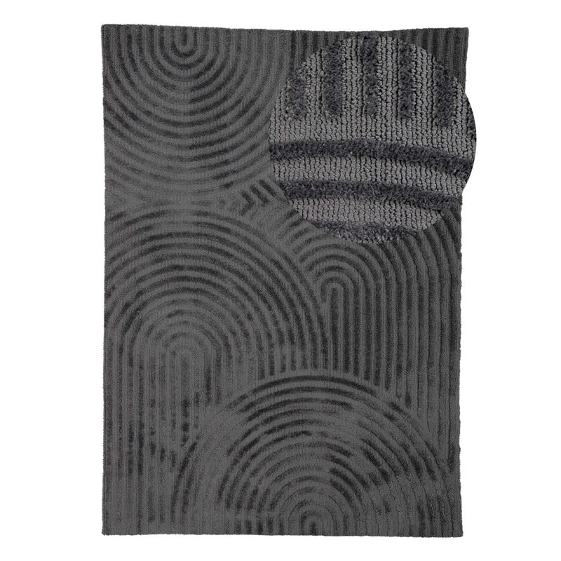 Handmade Microfibre Rug in Grey, Rectangle 160 x 230cm