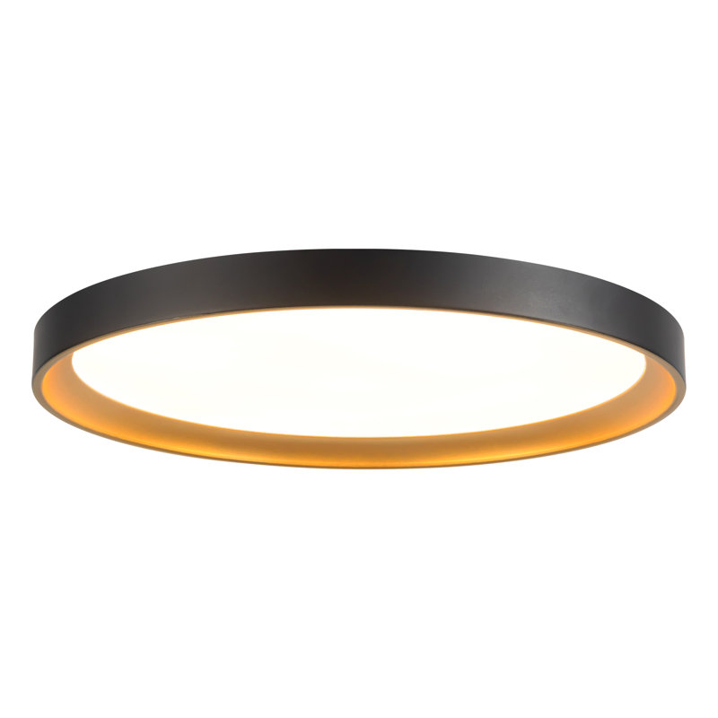 Nix 15-in Black dimmable LED Flush Mount, Matte Black/Gold