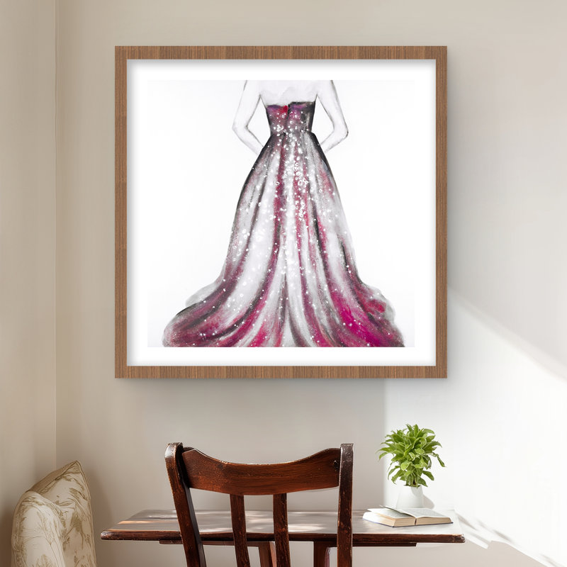 «Pink Princess Dress», reproduction illustrée encadrée, H 24 po x l 24 po, Brun