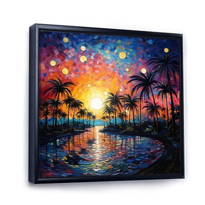 " Palm Trees Tropical Pointillism II "