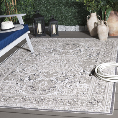 Brysin Oriental Machine Woven Power Loom Polypropylene Area Rug in Ivory/Gray