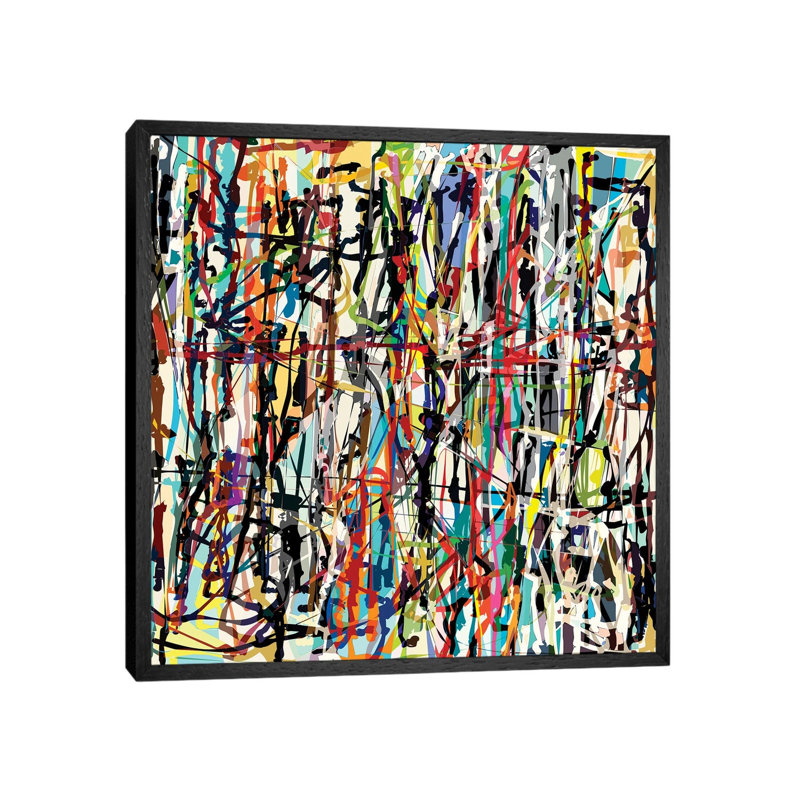 Pollock Wink VII by Angel Estevez - Floater Frame Gallery-Wrapped Canvas Giclée on Canvas, 45.72 cm H x 45.72 cm W, Black