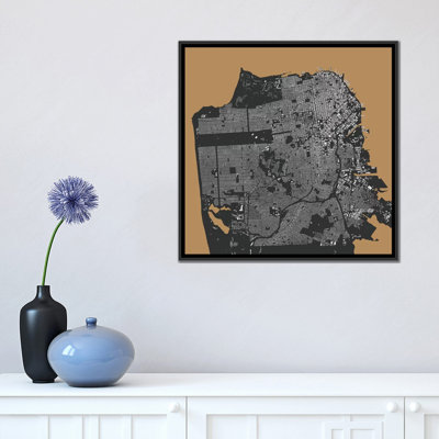 « san francisco urban map », impression sur toile tendue en or