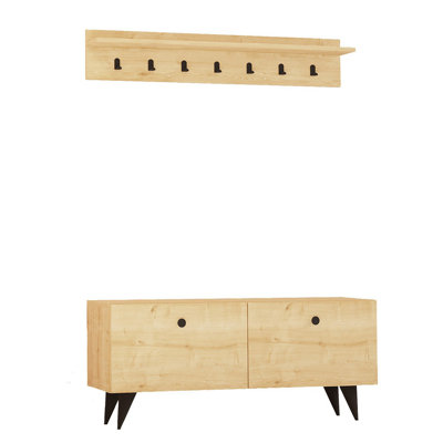 Hall Tree 44.5'' Wide With Shoe Storage And 7 Hooks