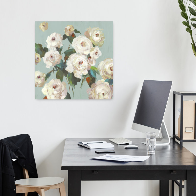 Art naturel contemporain délicat La Rosa, H 18 po x l 18 po