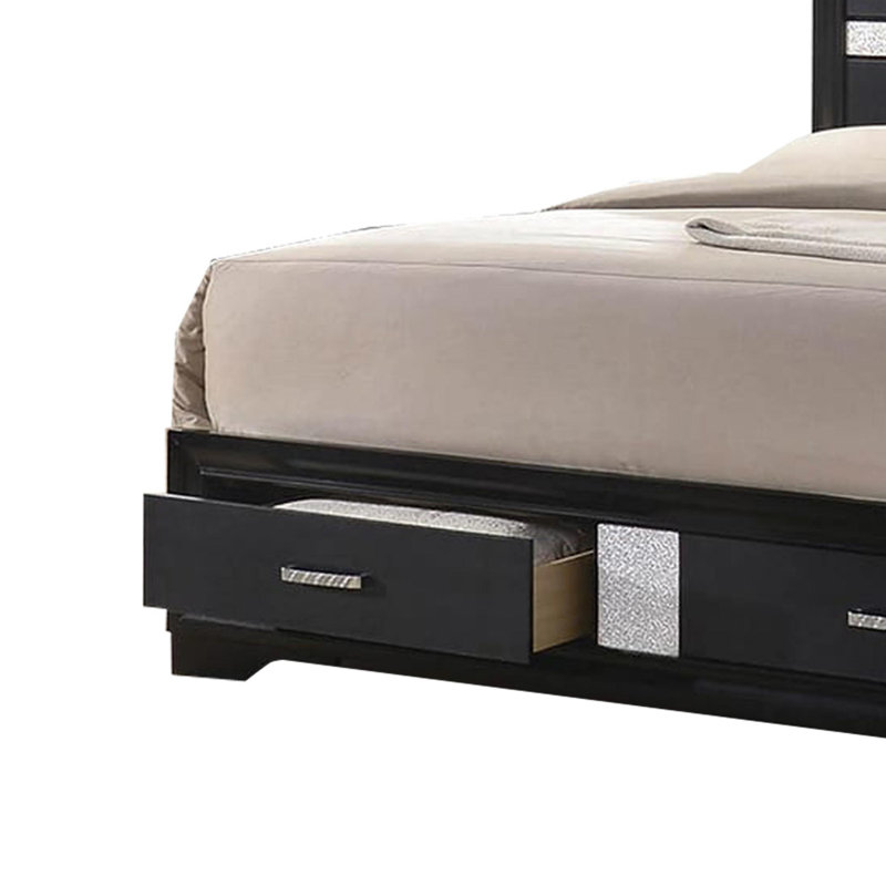 Elessa Storage Bed with 2 Drawer, California King, Black