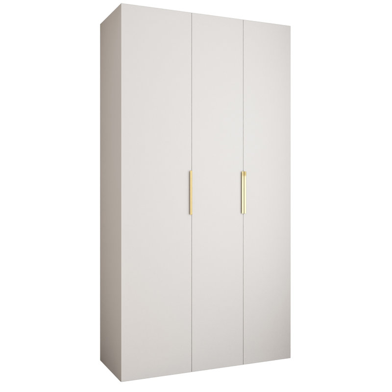 Wardrobe Moko 4, 245,5cm H x 130cm W x 40cm D, White Matt/Black