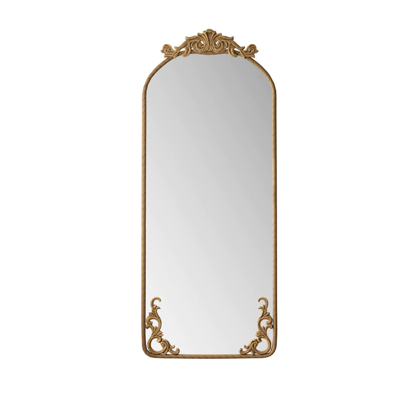 Vintage Ornate Carved Applique Full Body Mirror, Bronze