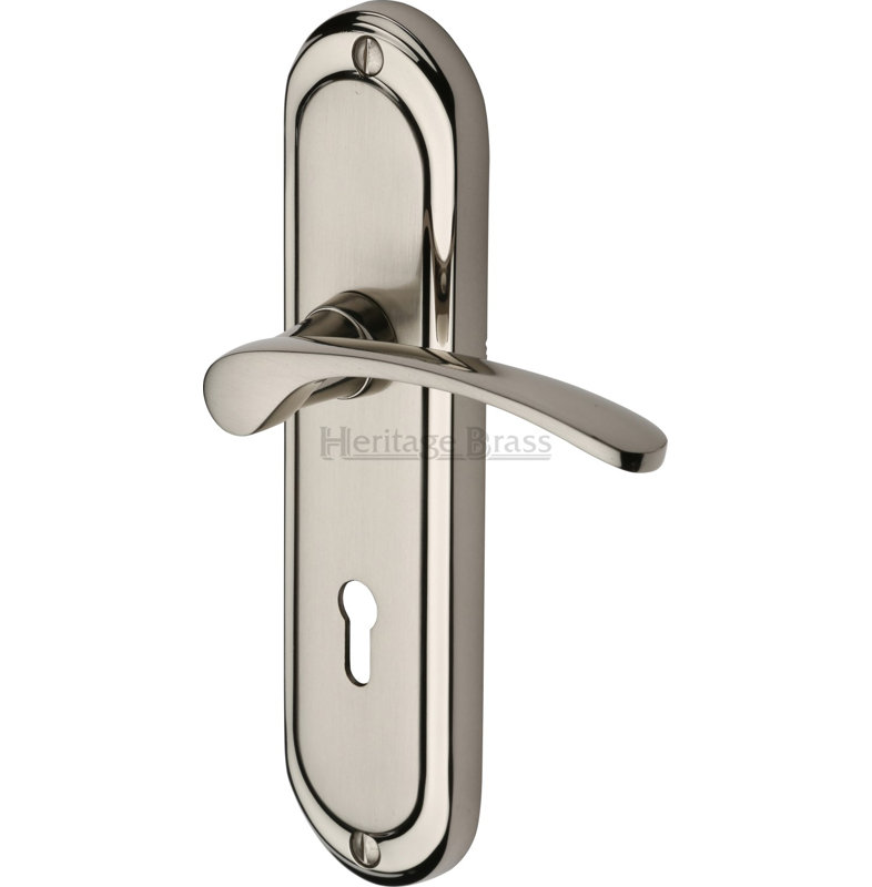 Heritage Brass Door Handle Lever Lock Ambassador Design, Mercury Split