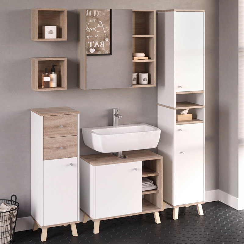 Viewcrest Single Bathroom Vanity Base Only, White/Brown