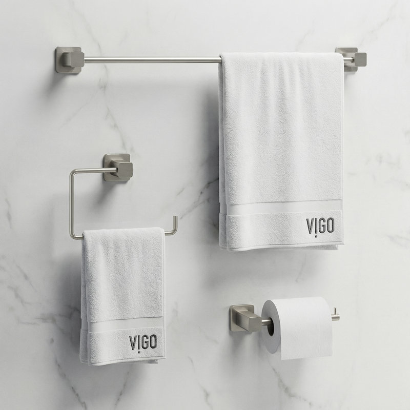 Ensemble de quincaillerie de salle de bain 3 pièces VIGO Meridian, Nickel brossé