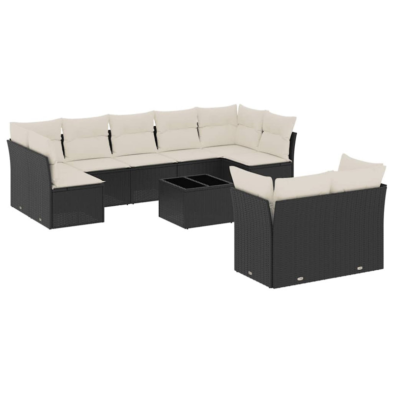 Ensemble de canapé de jardin Vidaxl noir, blanc crème