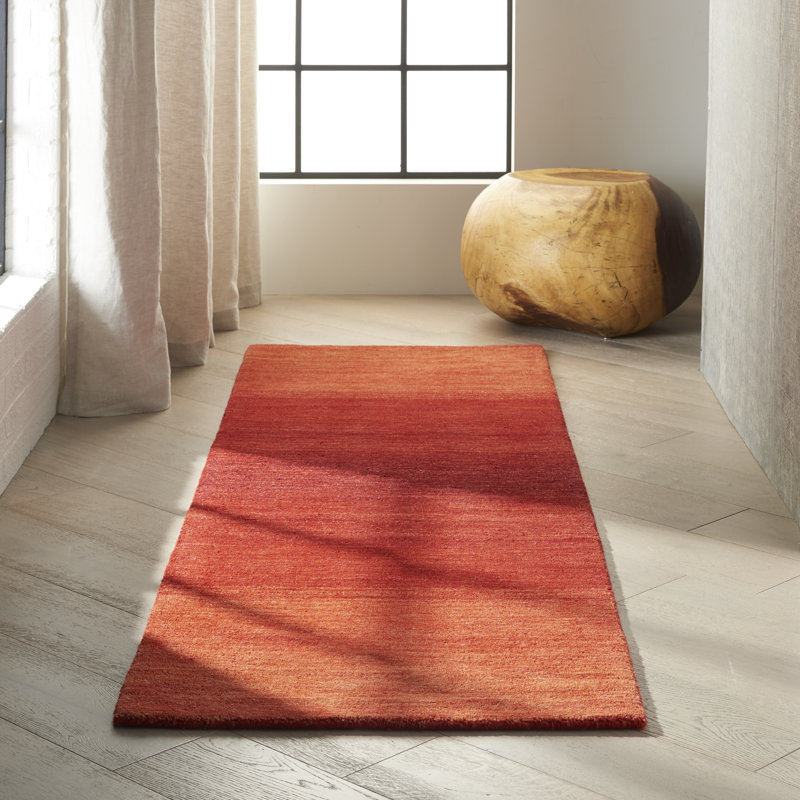 Solid Colour Wool Hand Woven Area Rug, Runner 69 x 229cm