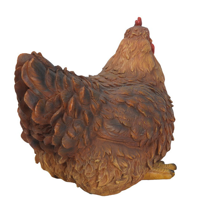 Life-Like Brown Polyresin Squatting Hen Garden Statue