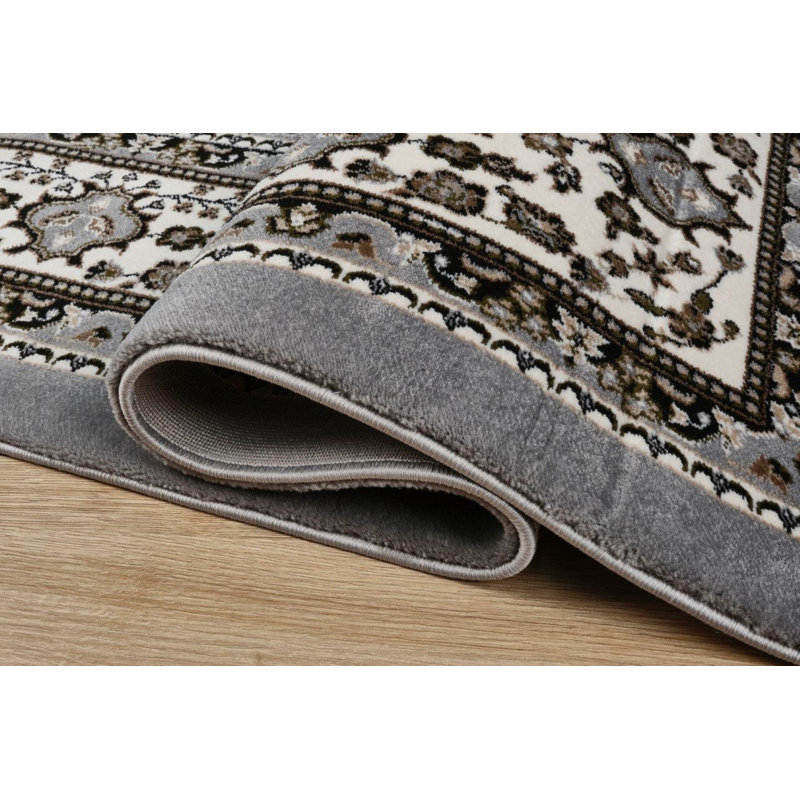 Sutphin Collection Floral Transitional Area Rug, Gray and White, Rectangle 2' x 3'