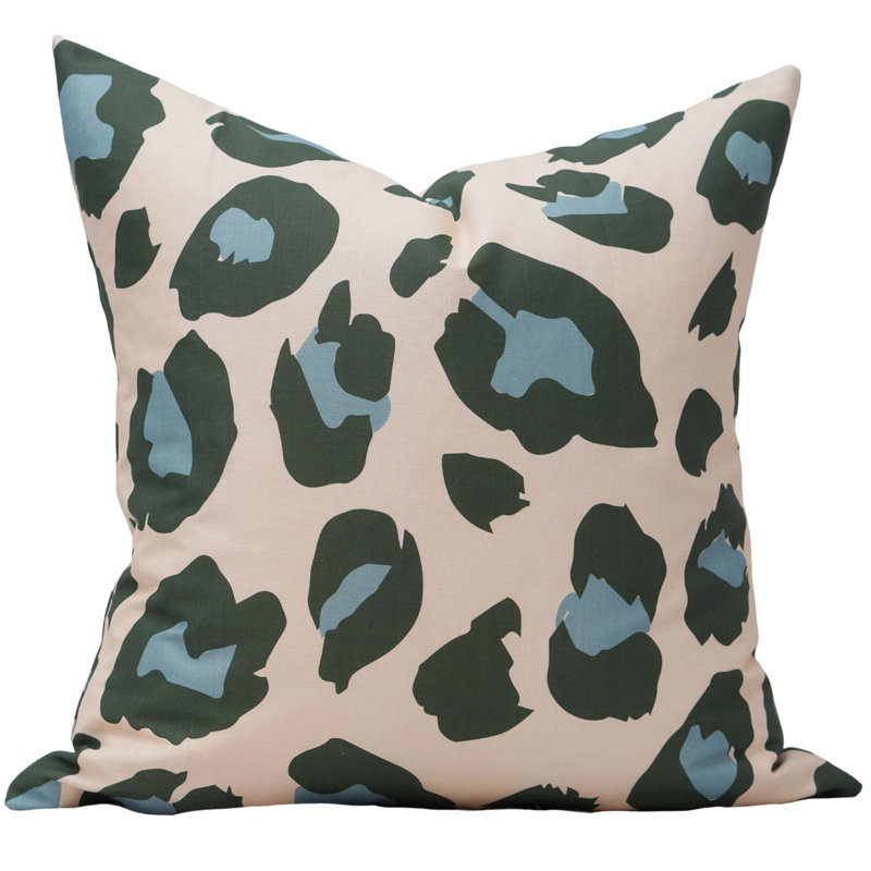 Leopold Square Pillow Cover, Blue/Beige/Emerald, 20" H x 20" W