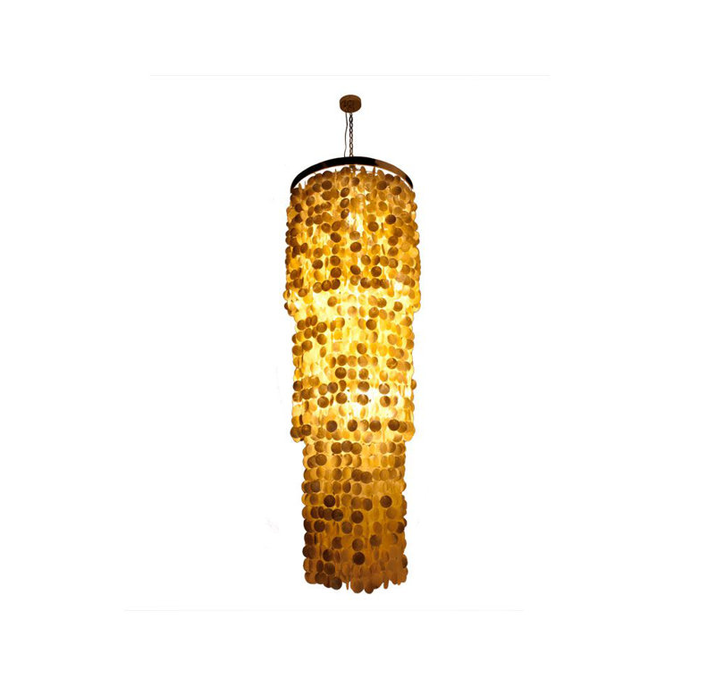 3 - Light Dimmable Tiered Chandelier, Light Brown/Silver