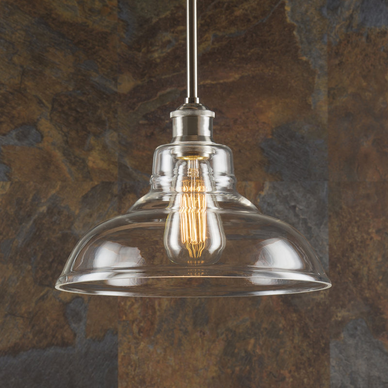 Luminaire suspendu en forme de dôme à 1 lumière Movses, Nickel brossé, Oui