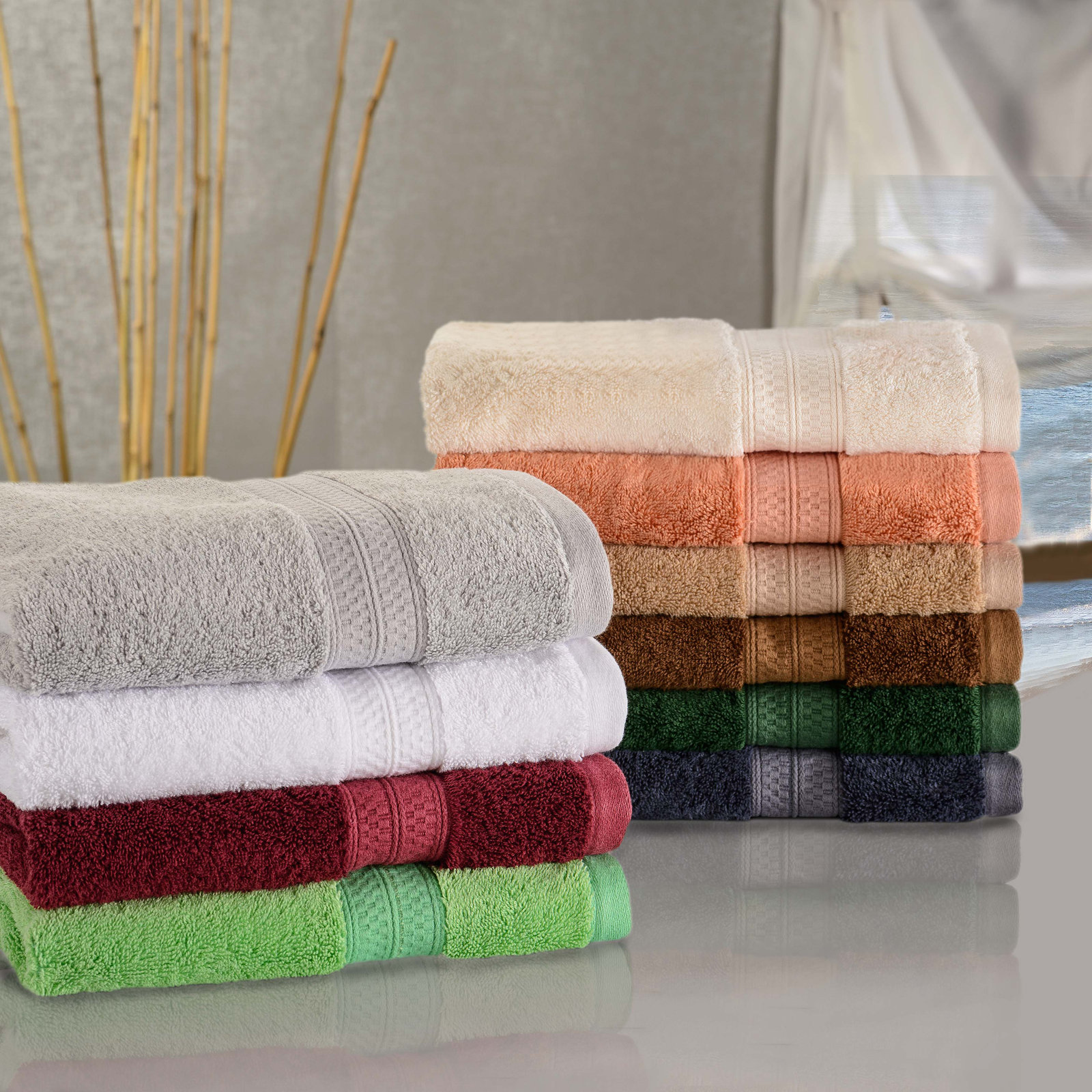 Nolhan 12-Piece Bamboo Cotton Washcloth Set, Cocoa