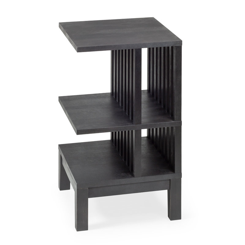 Fallis Solid Wood Nightstand - Statement End Table, Black