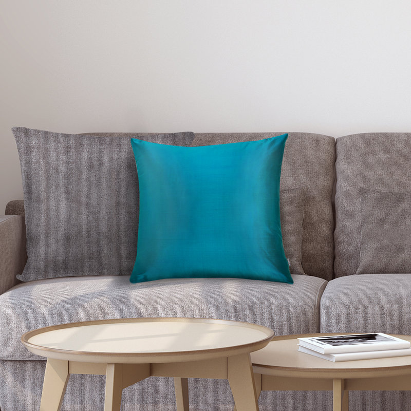 Cecelia Silk Throw Pillow Cover, Teal