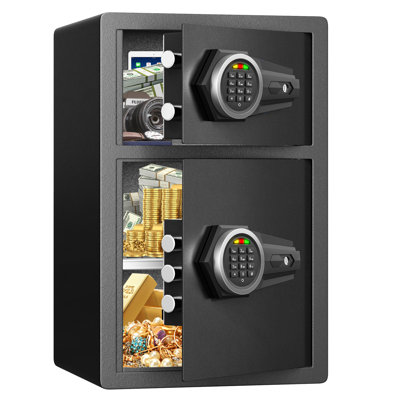 Coffre-fort à double porte 4,5 pi cu, coffre-fort à clavier numérique avec système de verrouillage double, coffre-fort pour l'argent, les bijoux, les documents et les objets de valeur