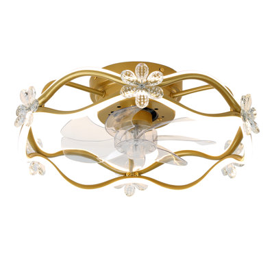 Shaynne 19'' Flower Design Dimmable Ceiling Fan with LED Light and Remote