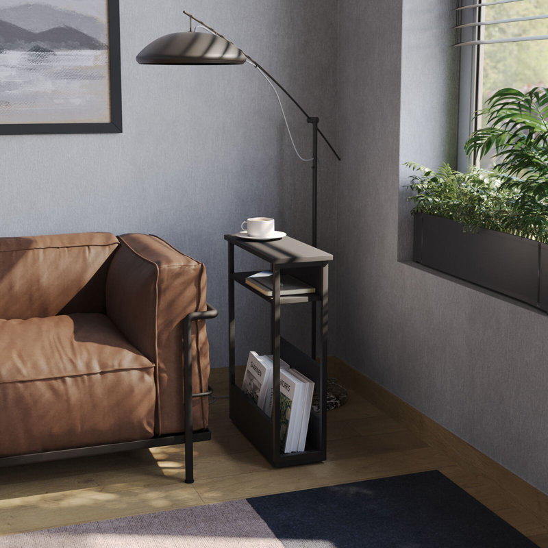 Ancika Solid Wood End Table, Black