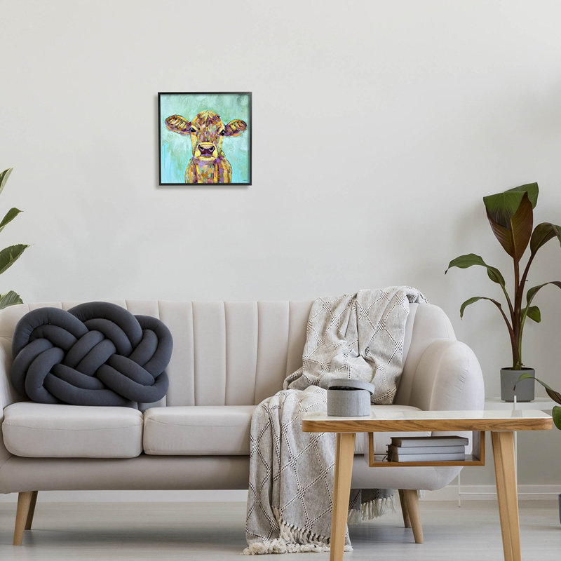 Art moderne de giclée de ferme de vache moderne par Jen Seeley, Giclée encadrée noir minuit, H 12 po x l 12 po x P 1,5 po