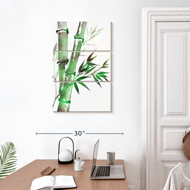 Vert lavé à l'encre de bambou, H 32 po x l 20 po
