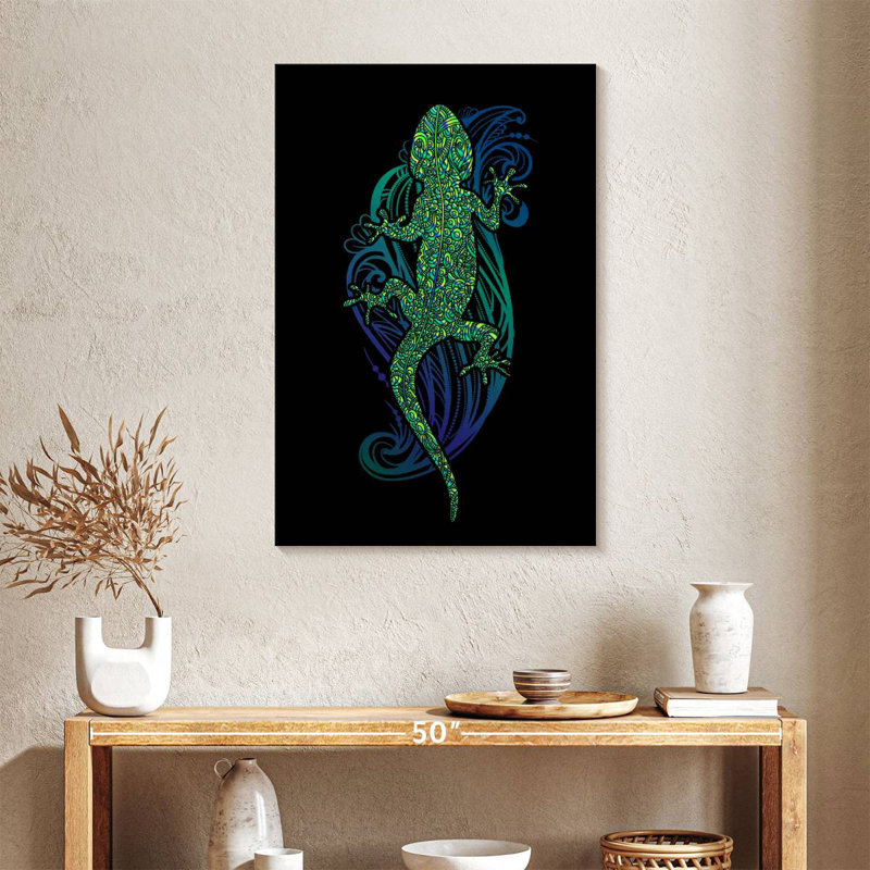 Brampt Tribal Green Lizard, 24" H x 16" W