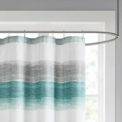 Watercolor Stripe Print Shower Curtain with Anti-Microbial Treatment and OEKO-TEX Certification, 72x72