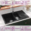 Belfry Kitchen Vada 500mm W Double Bowl Stone Flush Kitchen Sink with 1 Faucet Hole-41237745