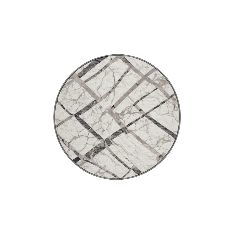 Machine Washable Gray Area Rug, Round 5'