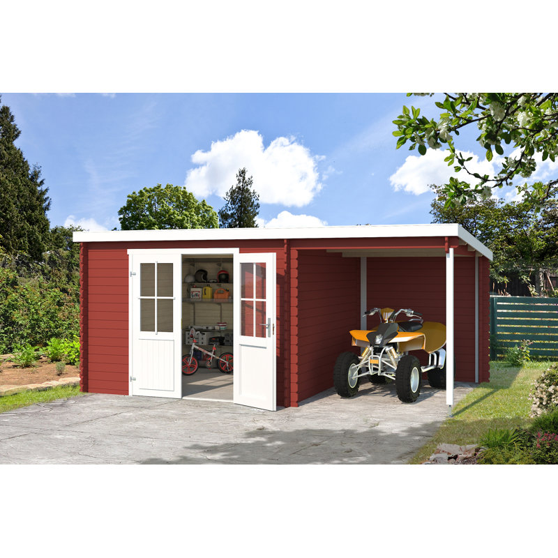 Lasita Tampa 10 x 10 Ft. Summerhouse With An Undercover Canopy (28mm), TAMPA SWEDISH RED