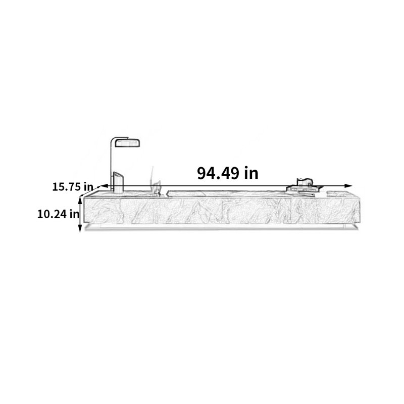 Meuble télé Modern, H 10,24 po x L 94,49 po x l 15,75 po