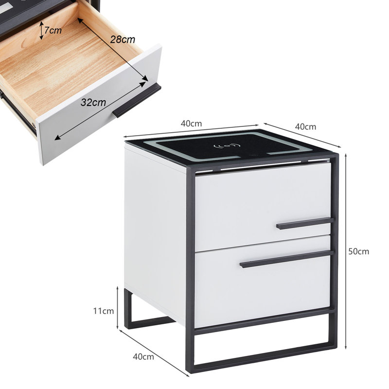 Akmini 40cm W Manufactured Wood Bedside Table