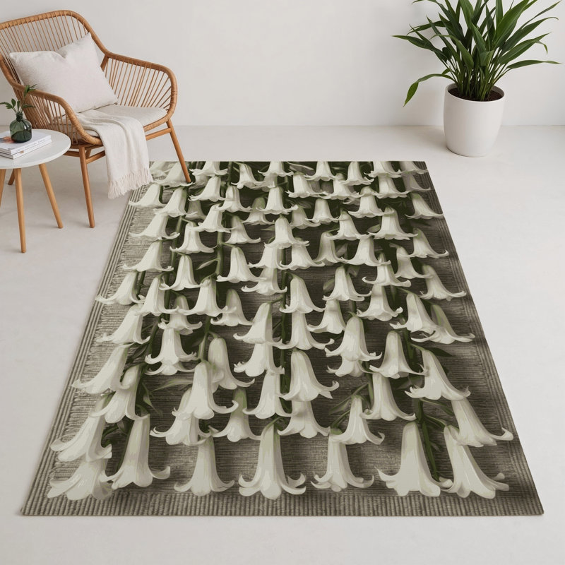 Tapis d'intérieur et d'extérieur gris Botanical, Rectangle 5 pi x 7 pi