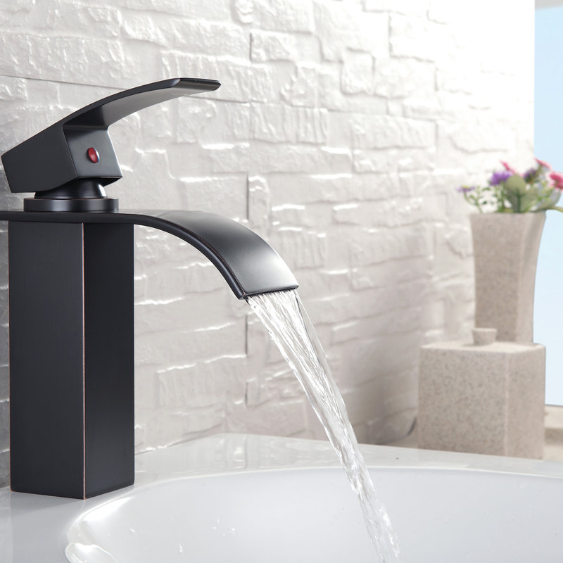 Bathroom Sink Faucet - Single Hole With Handle, Oil-Rubbed Bronze Finish Modern Vanity Basin Cartridge Valve,