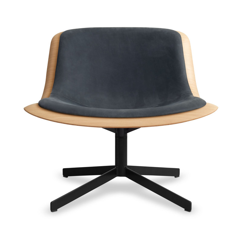 Nonesuch Upholstered Swivel Accent Chair, Ink Genuine Leather