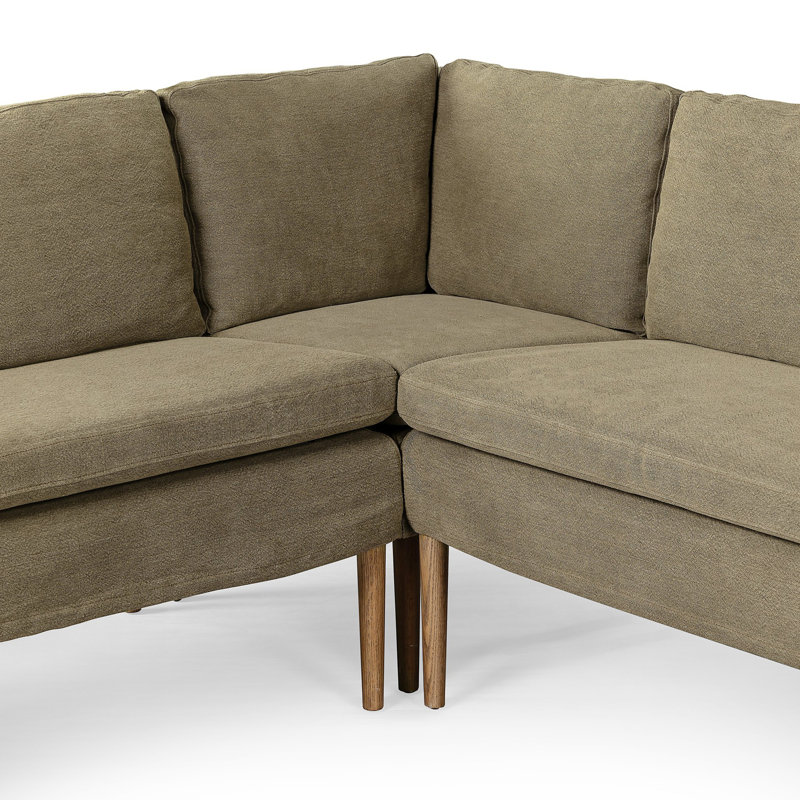 Aurelia 4-Piece Sectional, Right Hand Facing, Broadway Olive Linen, 34.5" H x 125" W x 76" D