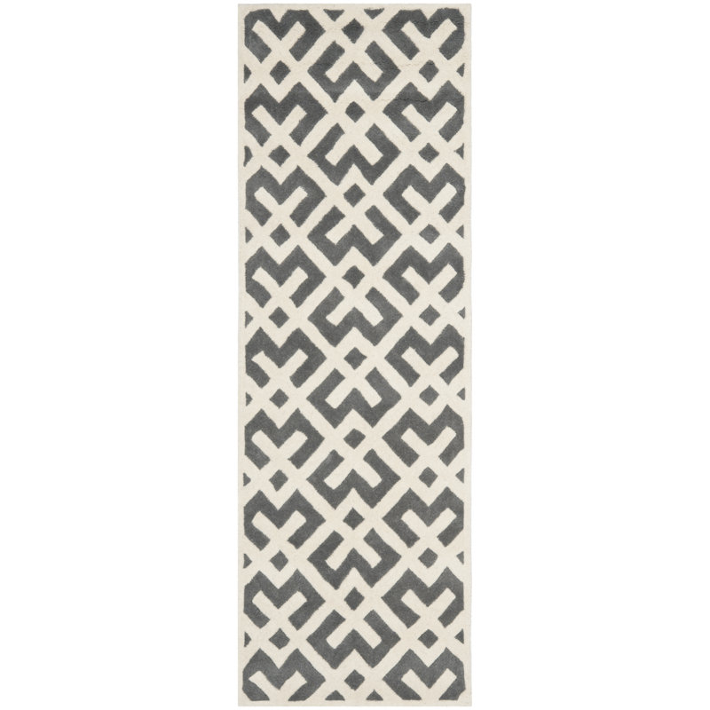 Tapis en laine touffeté à la main Deedie, Tapis de couloir 2 pi 3 po x 9 pi