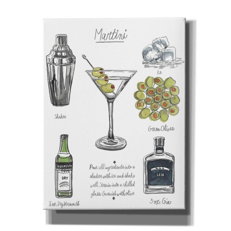 «Classic Cocktail-Martini» par Naomi Mccavitt, impression sur toile tendue, H 16 po x l 12 po x P 0,75 po